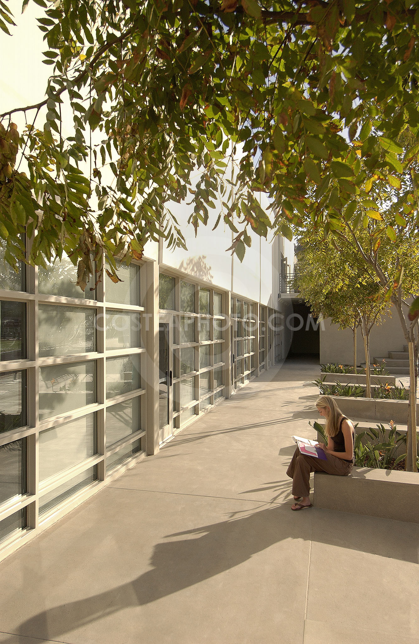 Sitting blocks with girl reading