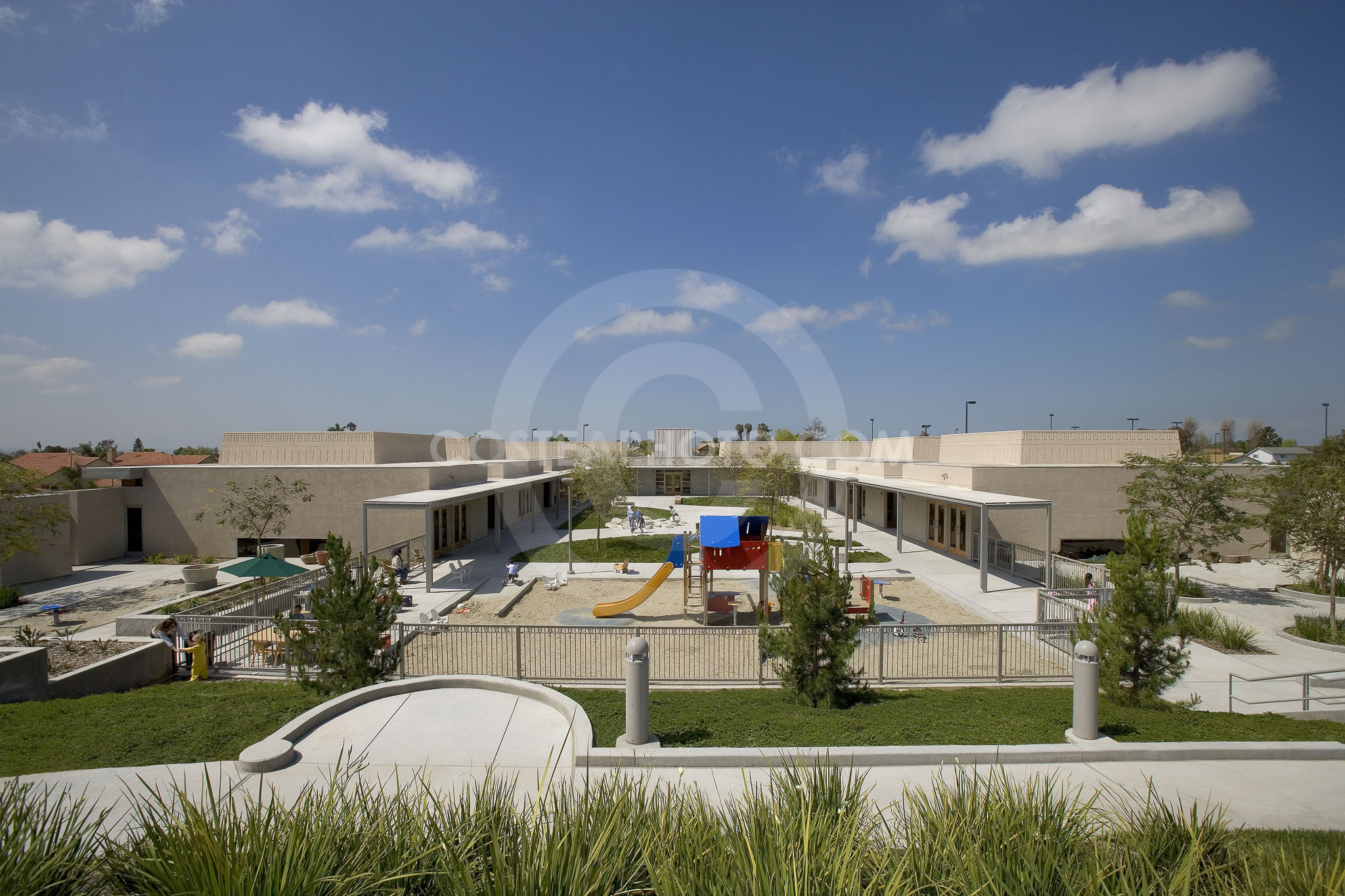 East view of courtyard